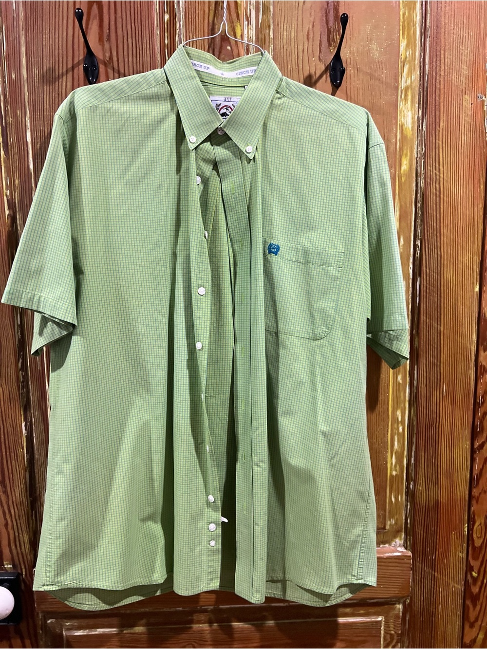 Cinch Men's Light Green Short Sleeve Button-Down Shirt